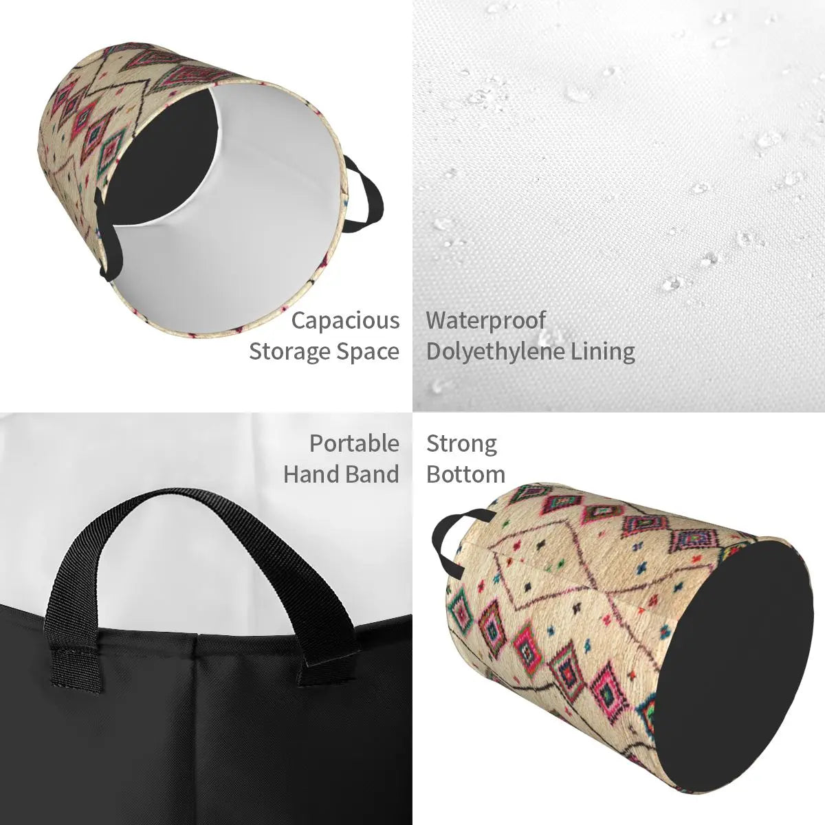 Panier de rangement berbère bohème kaki foncé