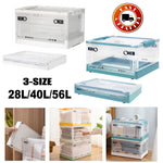 Boîte de rangement pliable transparente avec cadre blanc et roues