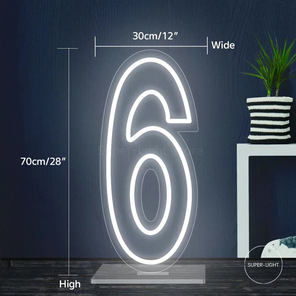 Enseigne LED néon numéro 3 blanc 70 cm déco intérieur