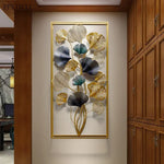Décoration murale feuille de ginkgo en métal vert clair pour salon