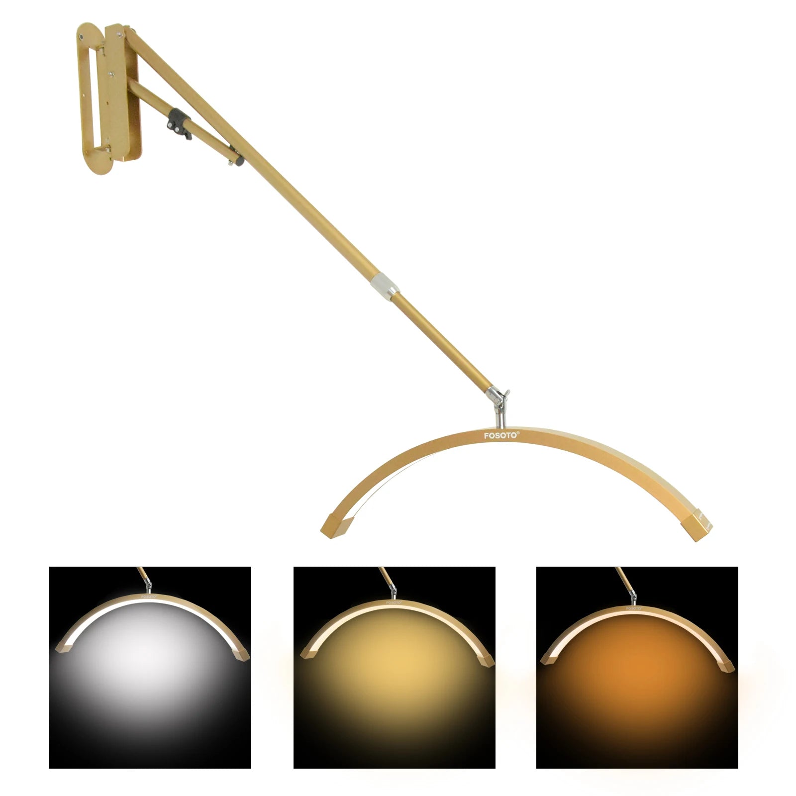 Lampe demi-lune murale rotative LED 40W avec bras long ajustable en acier noir