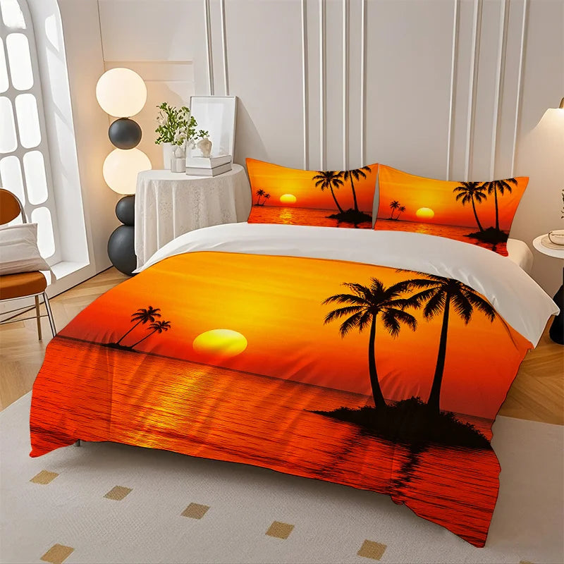 Ensemble housse de couette et taie d'oreiller tropical