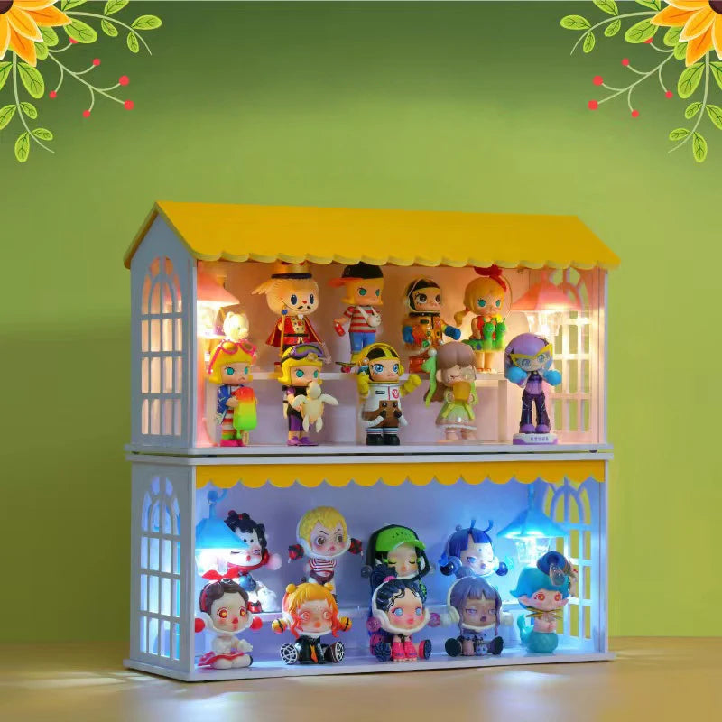 Présentoir rangement jouets style maison toit marine dans chambre d'enfant