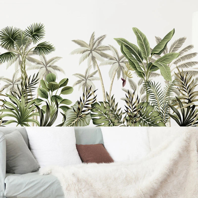 Autocollant mural tropical vin rouge dans salon