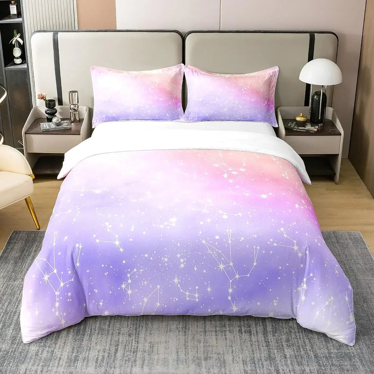 Parure de lit bleue effet 3D pour chambre