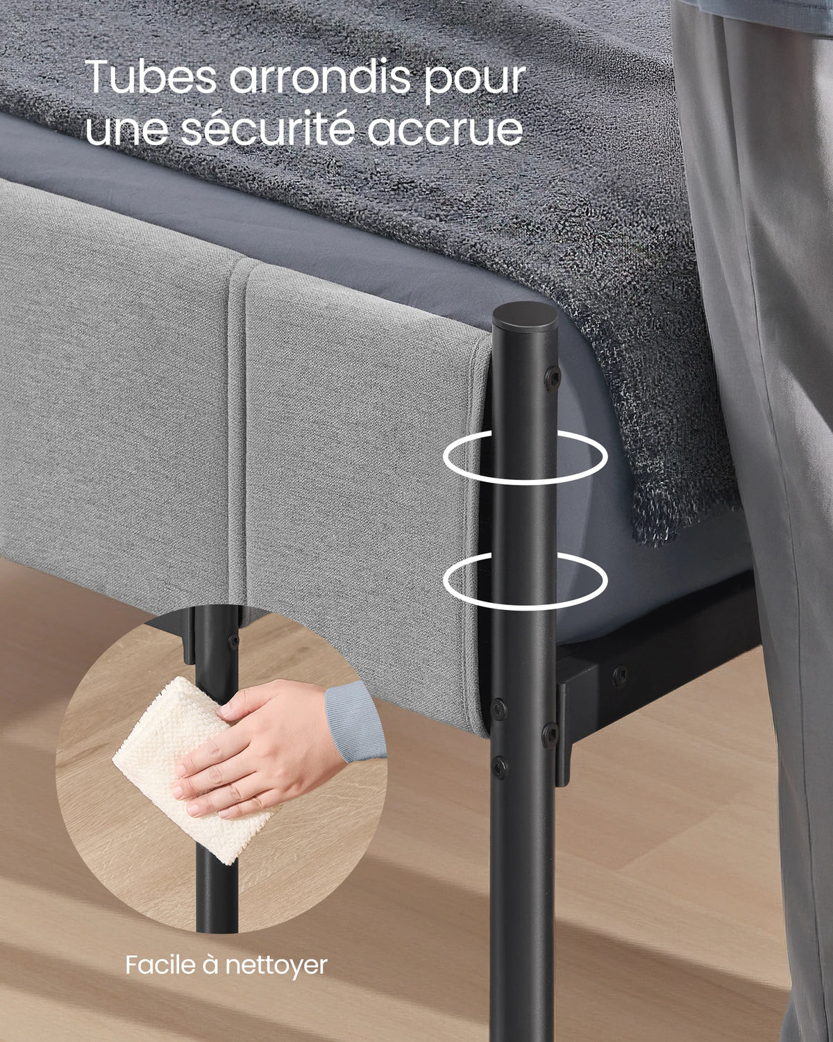 Espace de rangement sous le lit de 31,5 cm de hauteur pour boîtes et accessoires
