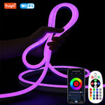 Ruban LED néon flexible 220V RGB installé en décoration murale intérieure