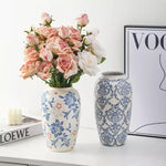 Pot fleur bleu blanc Ombre Interieur
