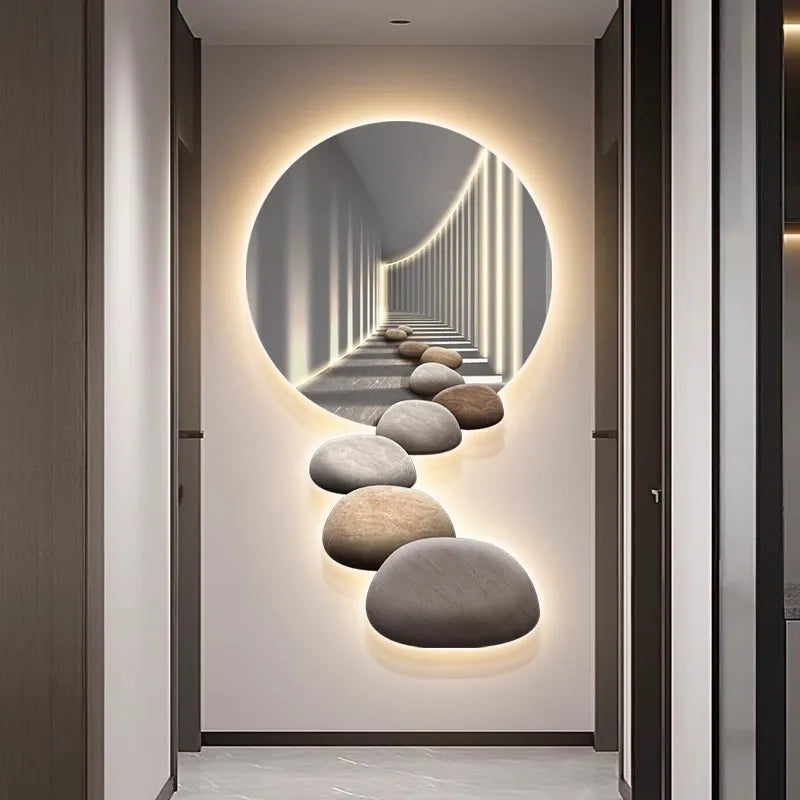 Peinture lumineuse LED moderne hall d'entrée design luxe blanc