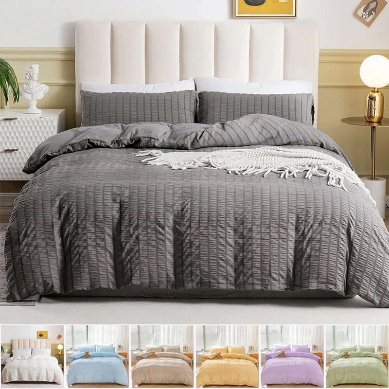 Housse de couette de luxe unie blanche super king size avec taies d'oreiller