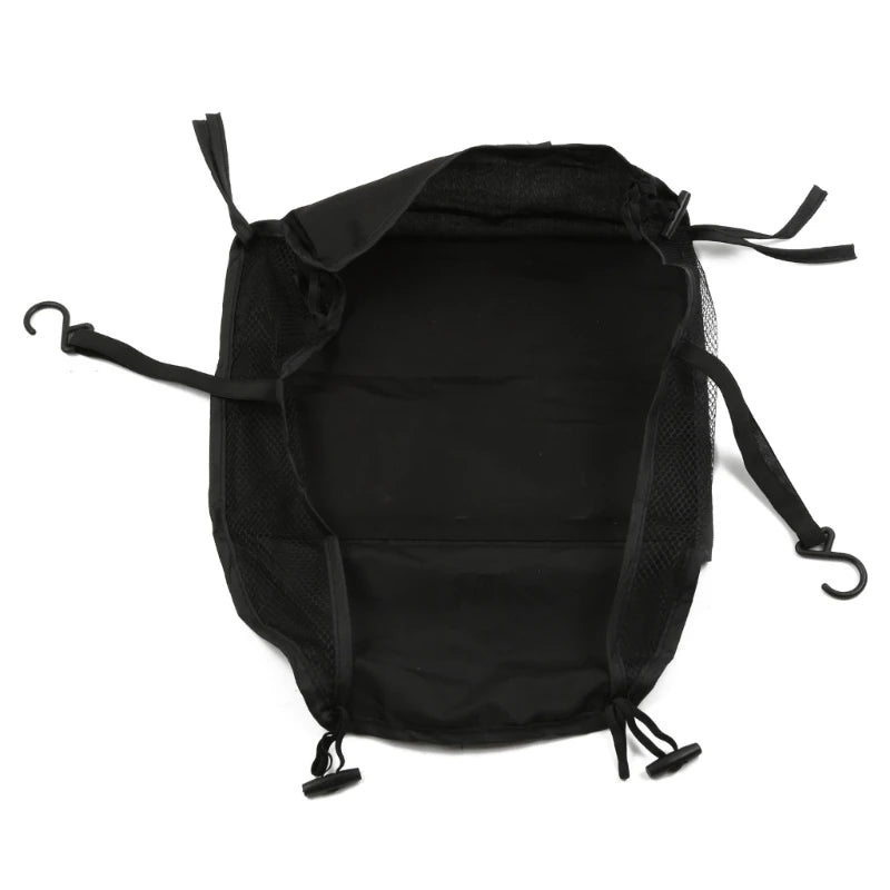 Panier poussette noir avec espace de stockage pour accessoires bébé