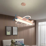 Lustre LED avion vert pour déco chambre garçon