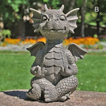 Statue dragon LED placée dans un jardin zen avec plantes