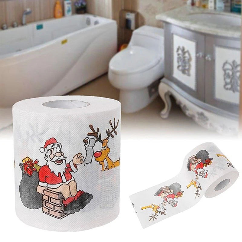 Papier toilette de Noël imprimé jaune fluo