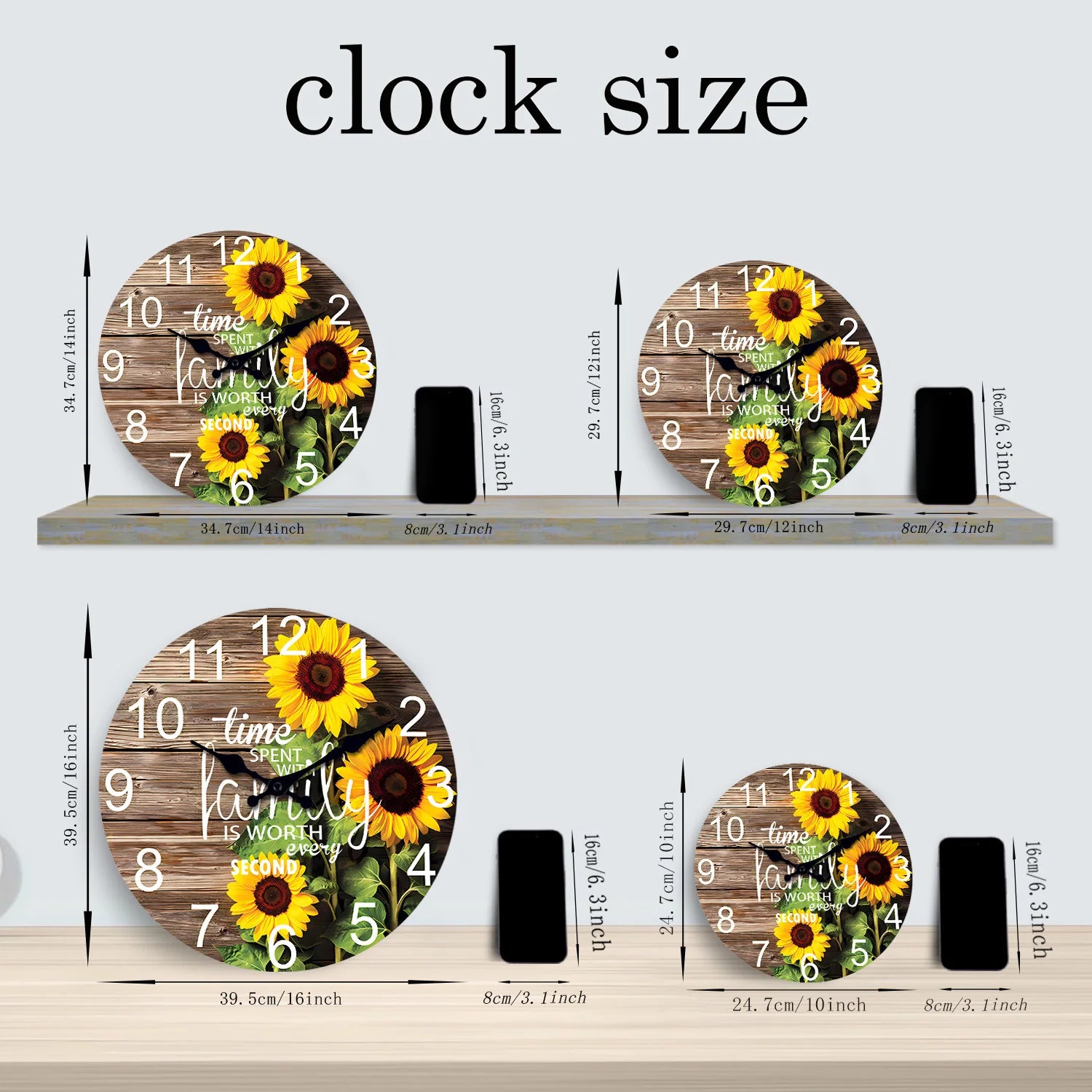 Horloge murale rustique en MDF pour salon
