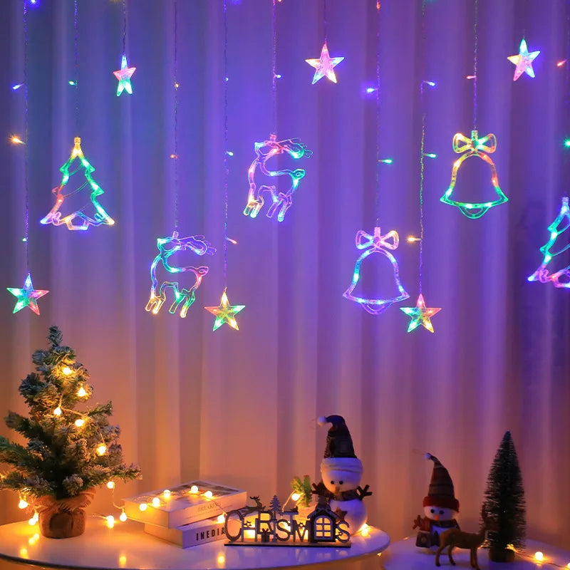Guirlande lumineuse LED rideau féerique en mode arc-en-ciel