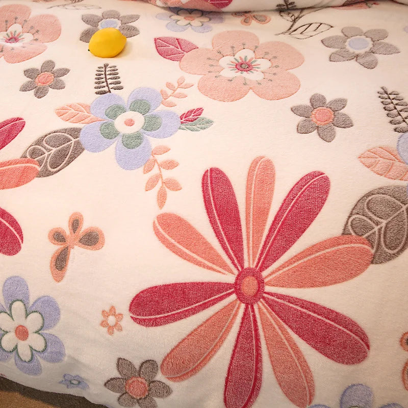 Housse de couette étalée montrant les dimensions généreuses