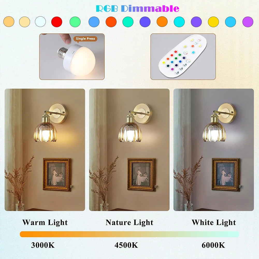 Éclairage d'ambiance créé par l'applique murale en verre tulipe