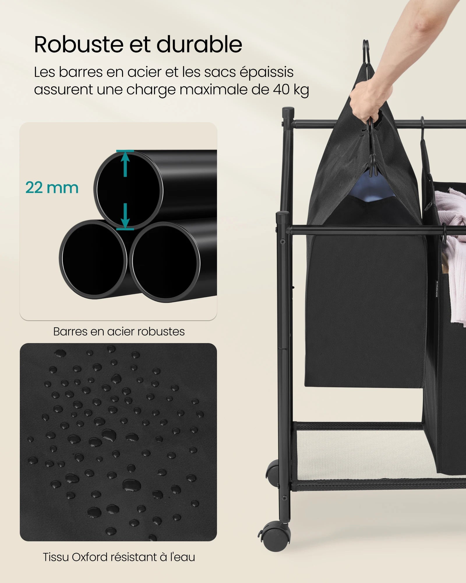 Chariot linge sale placé dans une buanderie moderne