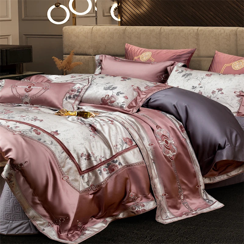 Détail du tissage jacquard fleurs de roses