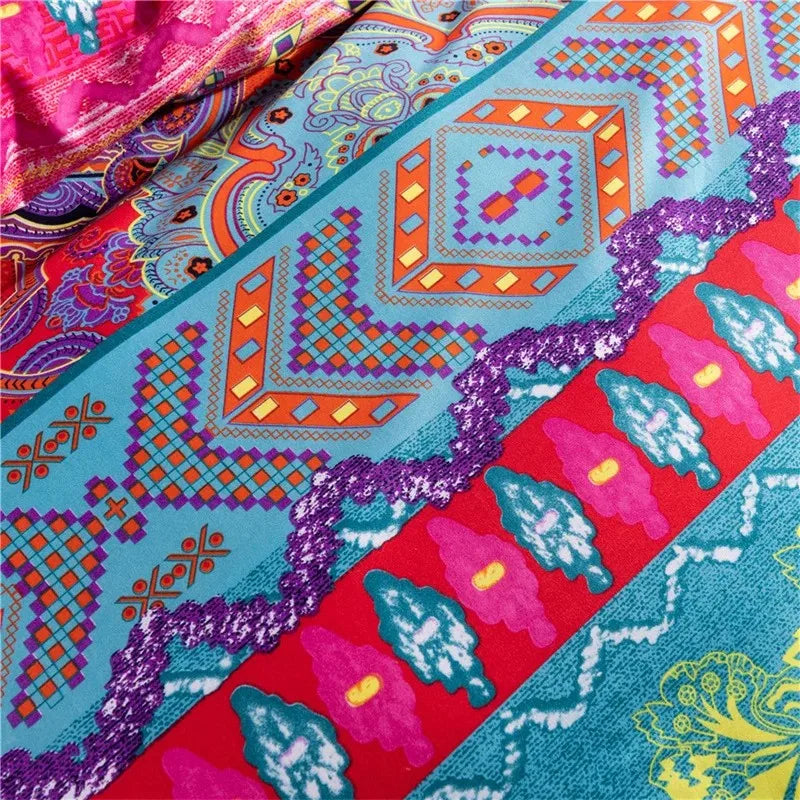 Détail du tissu sergé de la housse de couette ethnique