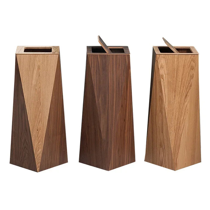 Poubelle de salle de bain en bois avec couvercle et lumière rouge design nordique