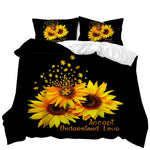 Literie tournesol jaune sur lit moderne