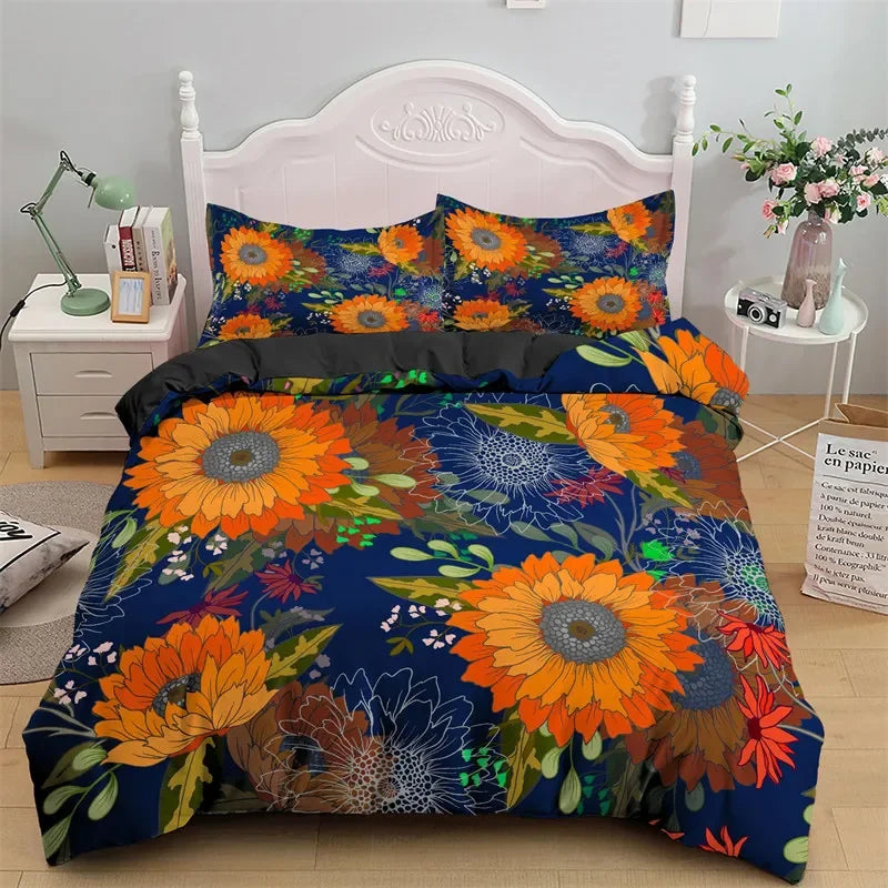 Détail du motif floral tournesol en microfibre