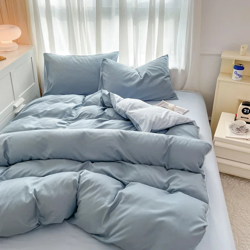 Housse de couette unie anti-acarien vert armée