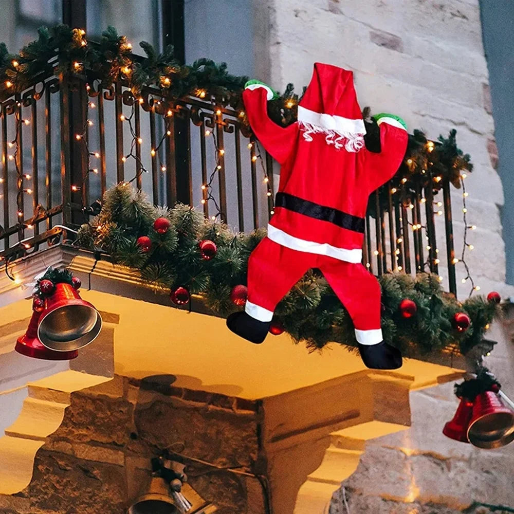 Père Noël grimpant sur fenêtre décoration Noël balcon
