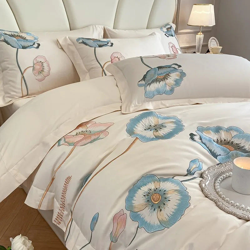 Ensemble lit complet avec housse de couette, taies et drap
