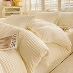 Ensemble housse couette 180x200 tissu bulles double face blanc
