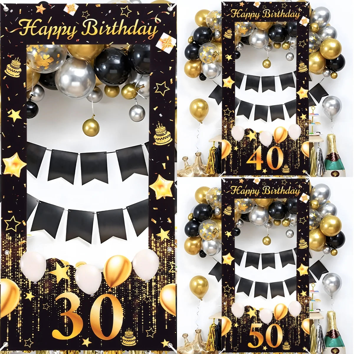 Personne utilisant le cadre photo booth pour une photo d'anniversaire