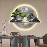 Horloge murale jaune avec affichage LED dans un intérieur contemporain