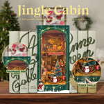 Serre-livres maison miniature assemble sur etagere avec livres