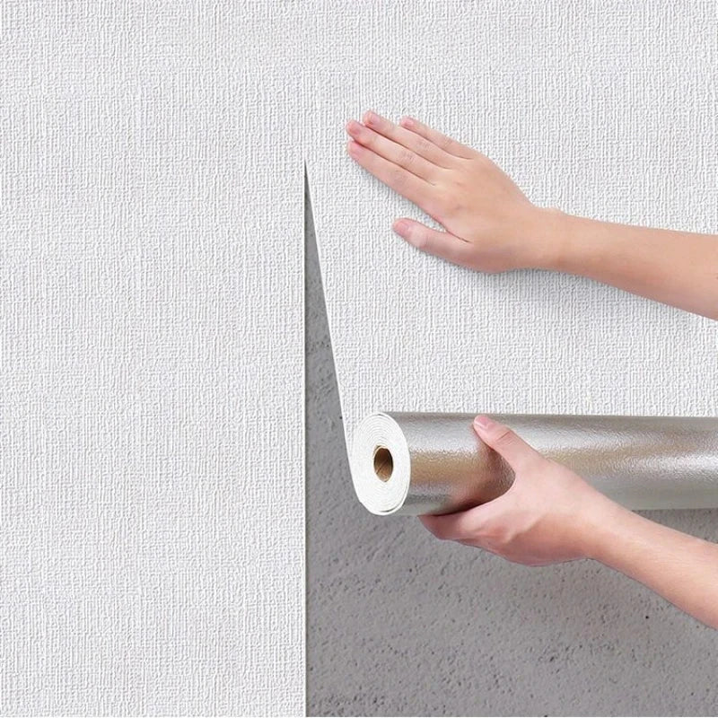 Papier peint autocollant 3D lin bleu en rouleau