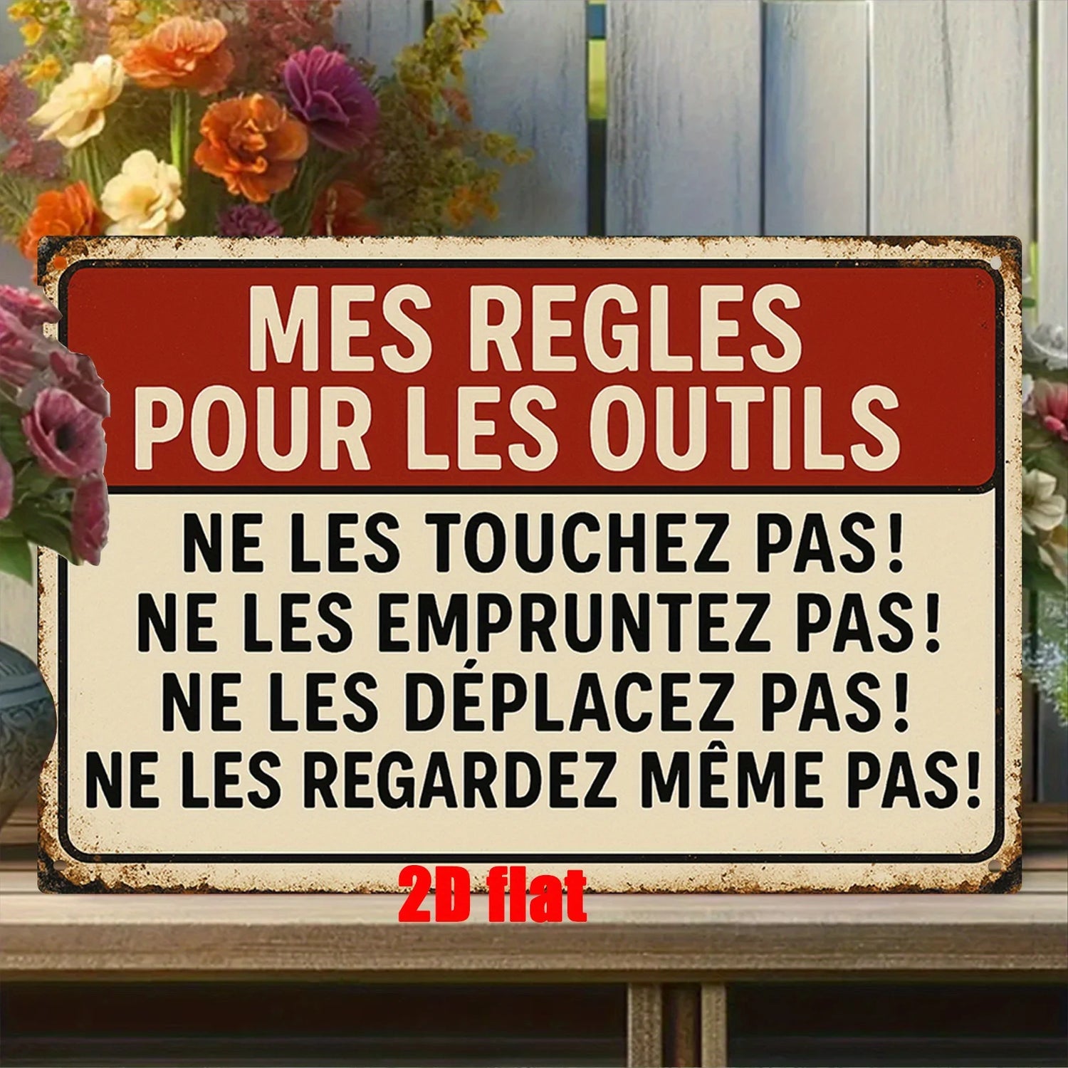 Plaque métal décoration murale vintage garage outil aluminium blanc