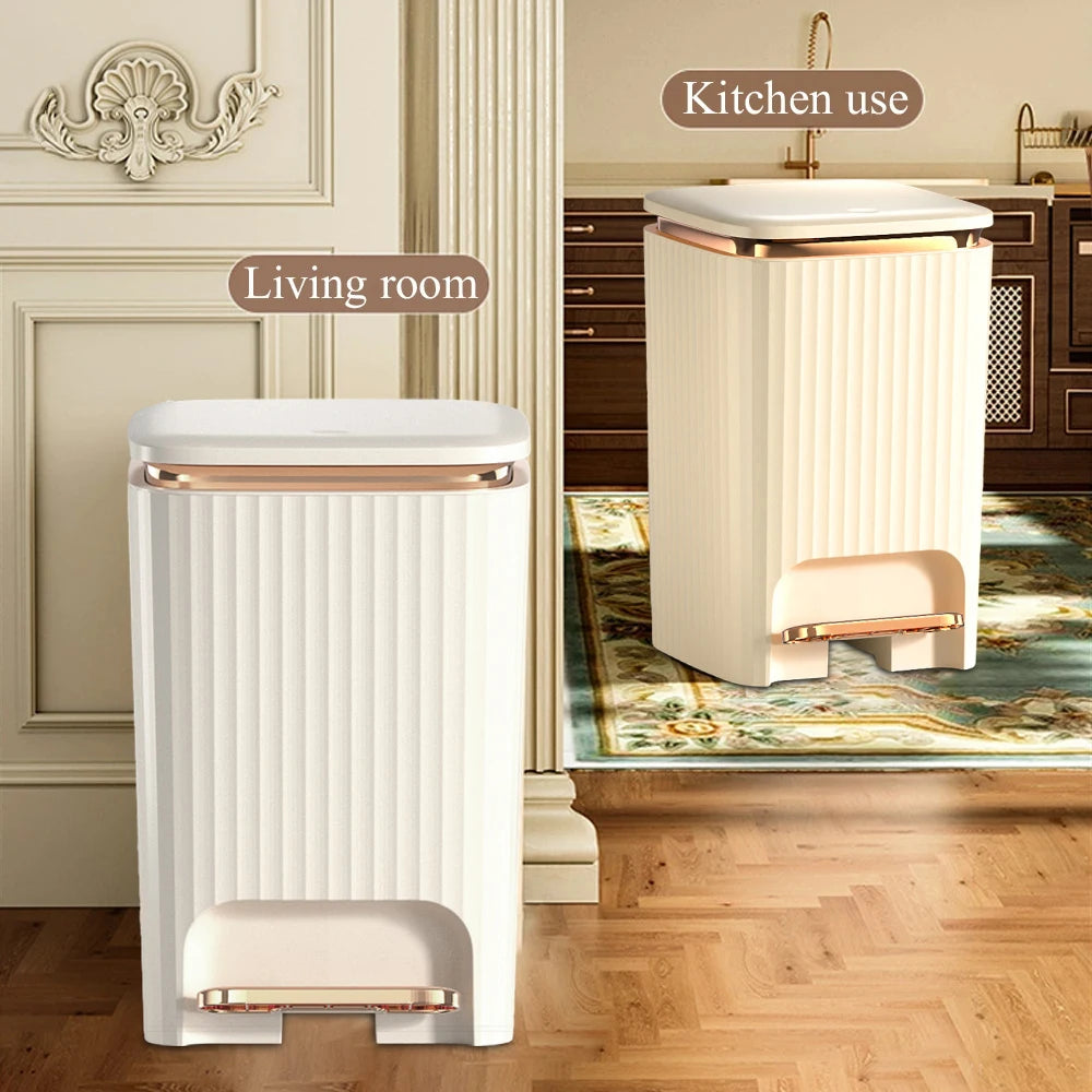 Poubelle rectangulaire à pédale en plastique durable