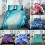 Parure de lit chic marbre menthe et or
