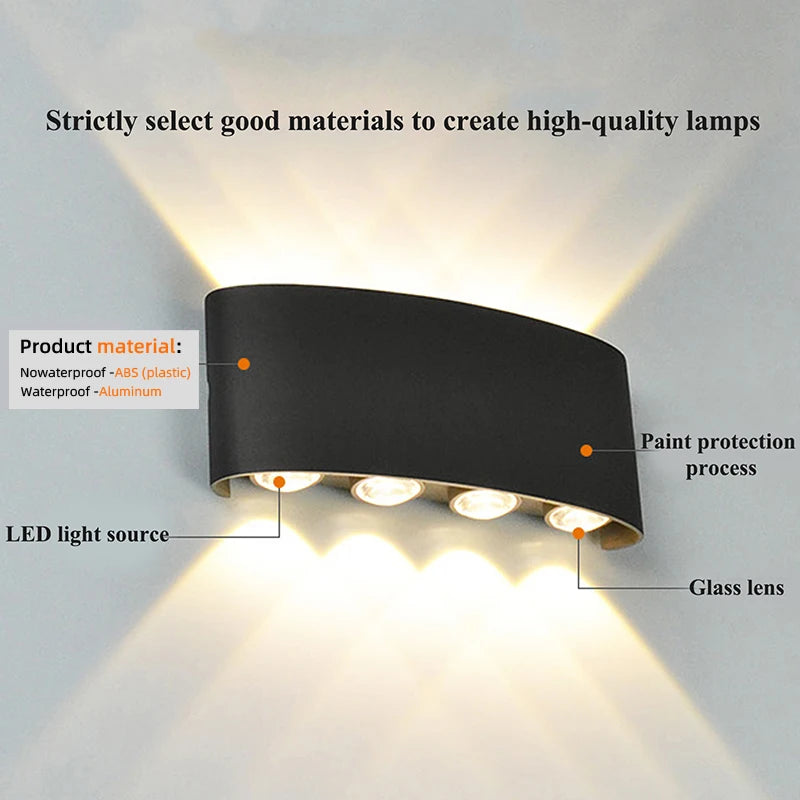 Détail de l'applique murale LED avec éclairage blanc chaud