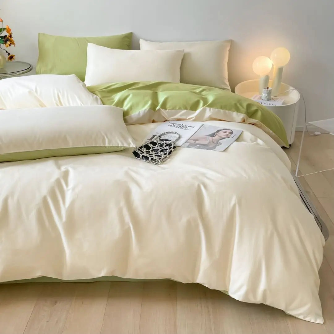Housse de couette avec attaches aux coins pour maintien parfait