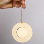 Cadre rond bois avec corde pour décoration murale