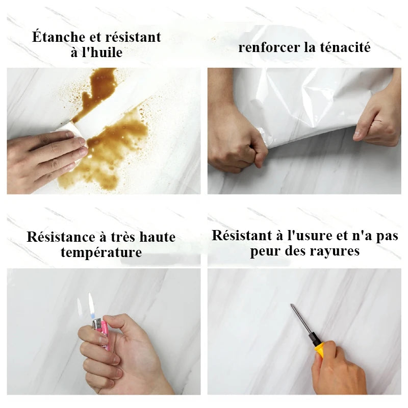 Papier peint autocollant marbre gris clair sur mur