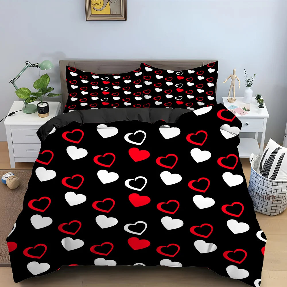 Détail du motif cœur en impression 3D sur la housse de couette