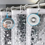 Motif galets géométrique sur rideau de douche transparent