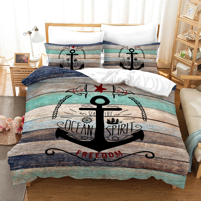 Housse de couette motif marin pour garçon sur lit