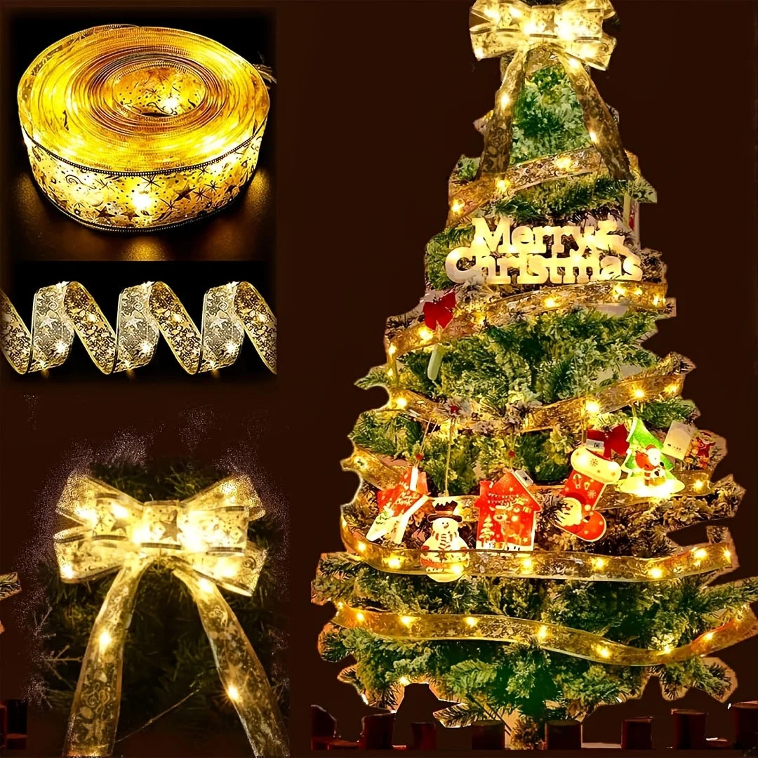 Guirlande lumineuse féerique sur sapin de Noël
