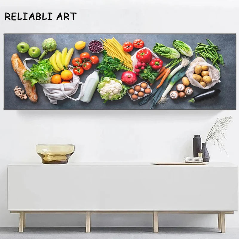 Tableau accroché au mur de cuisine sans cadre déco intérieur