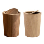 Poubelle en bois ronde pour salle de bain - blanc
