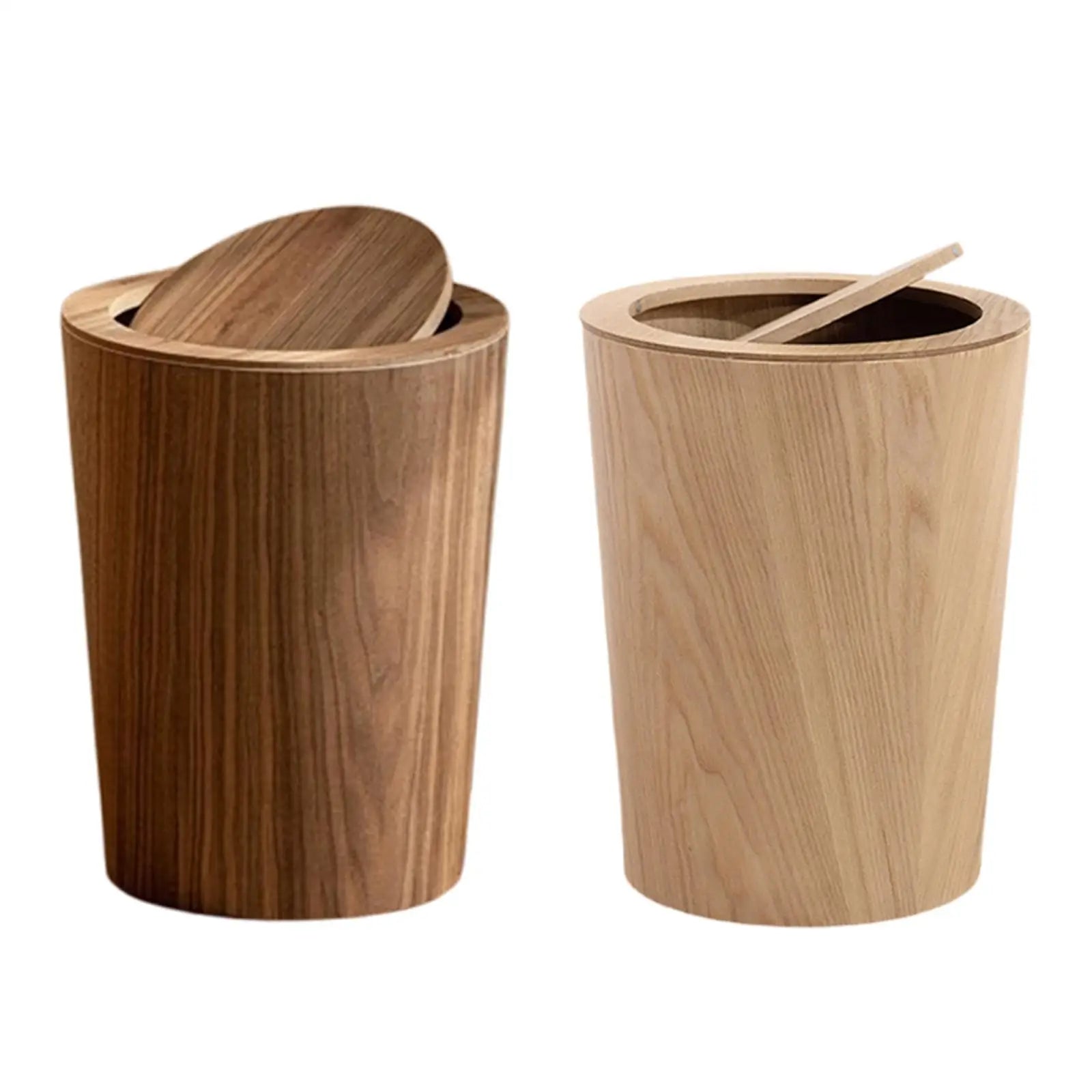 Poubelle en bois ronde pour salle de bain - blanc